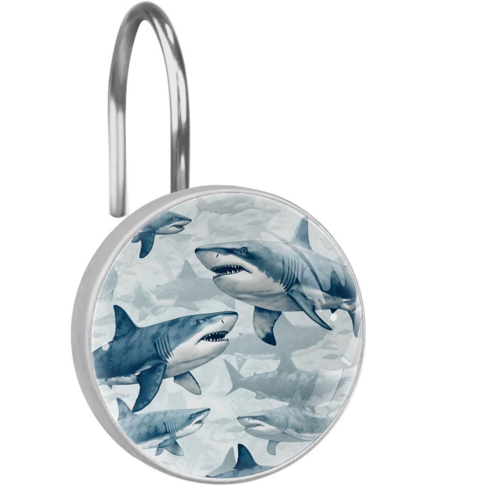 Shark Shower Curtain Hooks （Set of 12） for Home Hotel Shower Rods ...