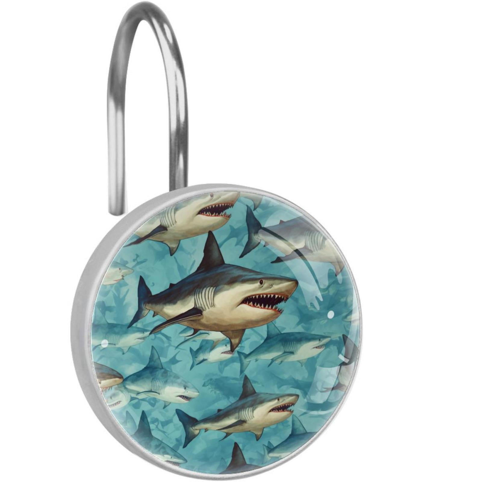Shark Shower Curtain Hooks （Set of 12） for Home Hotel Shower Rods ...