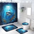 thumbnail image 1 of Shark Shower Curtain Sets with Non-Slip Rug Ocean Theme Tropical Fishes Shark Hole with Non-Slip Rugs Toilet Lid Cover and Bath Mat Bathroom Decor Set, 72x72 Inch, 1 of 4