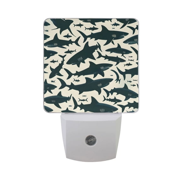 Shark Silhouette Night Light 2 Pack LED Nightlight Plug into Wall Dusk to Dawn Sensor Soft White