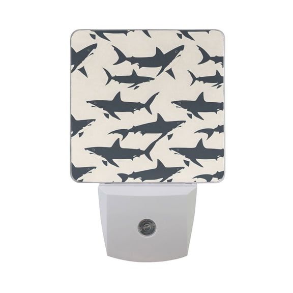 Shark Silhouettes Night Light 2 Pack LED Nightlight Plug into Wall Dusk to Dawn Sensor Soft White