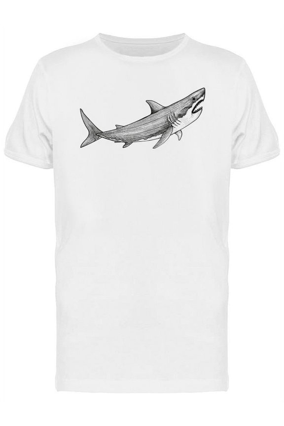 Shark Sketch Design T-Shirt Men -Image by Shutterstock, Male 3X-Large