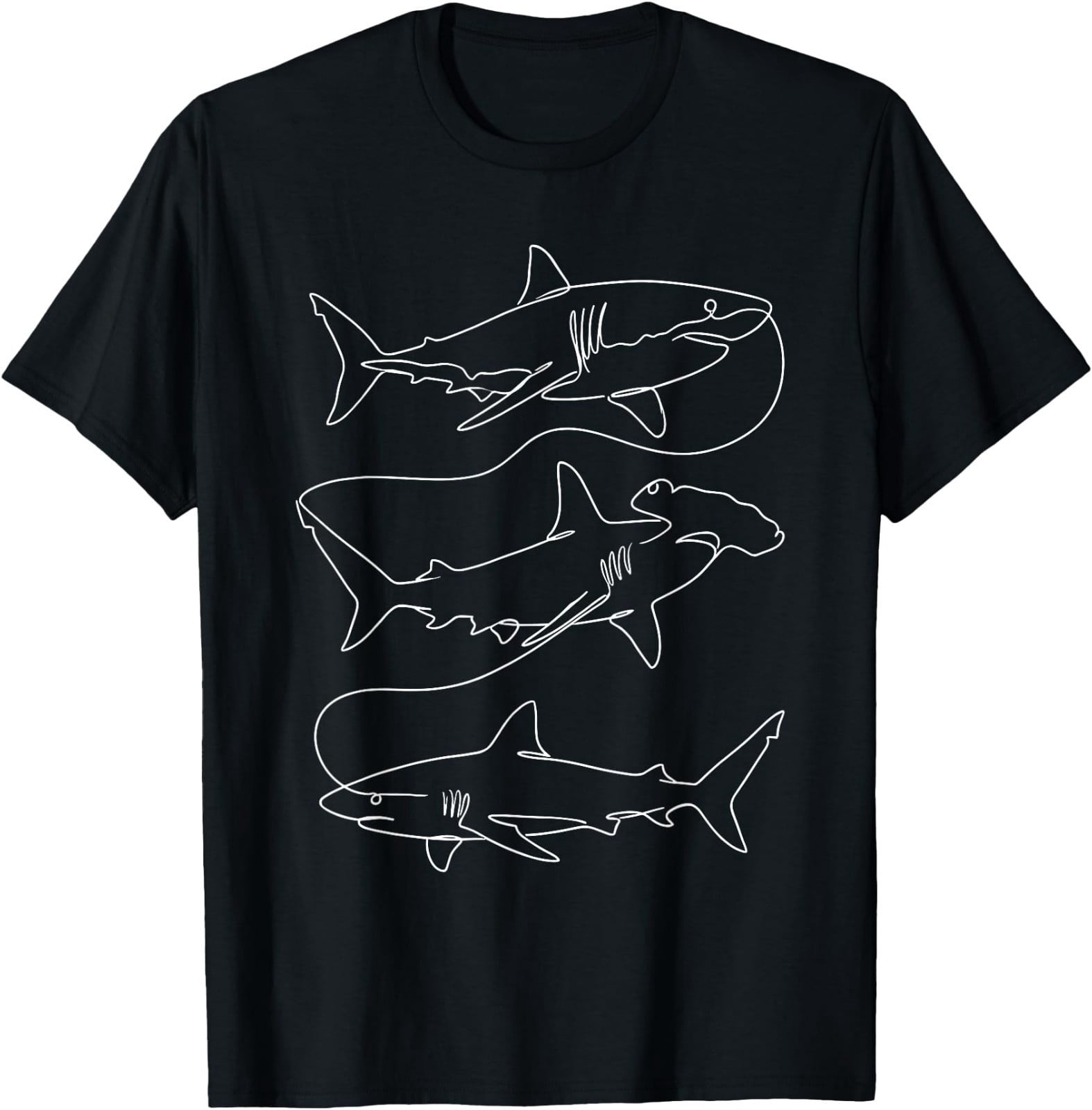 Shark Project Drawings Shark Sketch Ocean Drawing Sea T-Shirt - Walmart.com