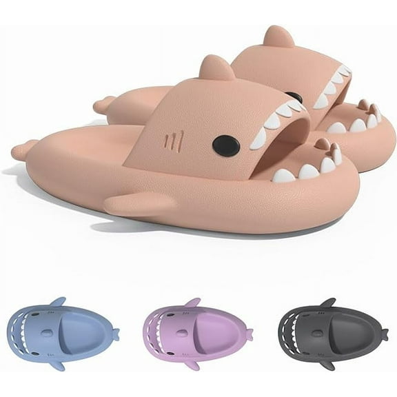 Shark Slides Cloud Slippers for Men and Women,Non-Slip Open Toe Slide Sandals Shower Beach Casual Shoes with Cushioned Thick Sole