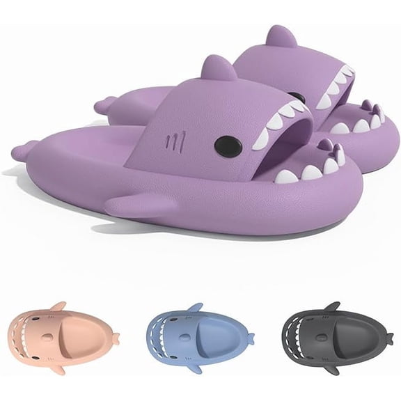 Shark Slides Cloud Slippers for Men and Women,Non-Slip Open Toe Slide Sandals Shower Beach Casual Shoes with Cushioned Thick Sole
