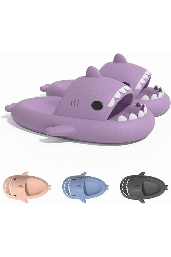 Shark Slides Cloud Slippers for Men and Women,Non-Slip Open Toe Slide Sandals Shower Beach Casual Shoes with Cushioned Thick Sole