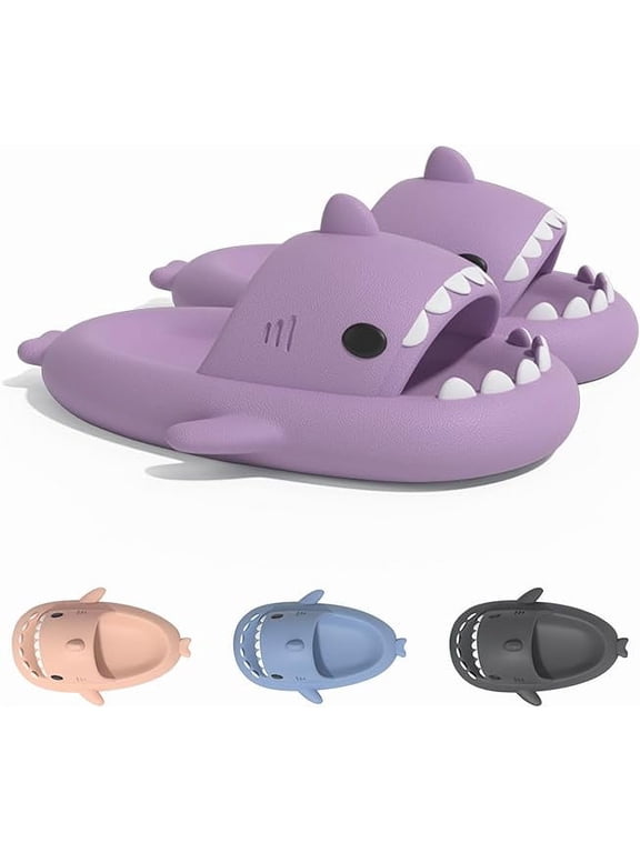 Shark Slides Cloud Slippers for Men and Women,Non-Slip Open Toe Slide Sandals Shower Beach Casual Shoes with Cushioned Thick Sole