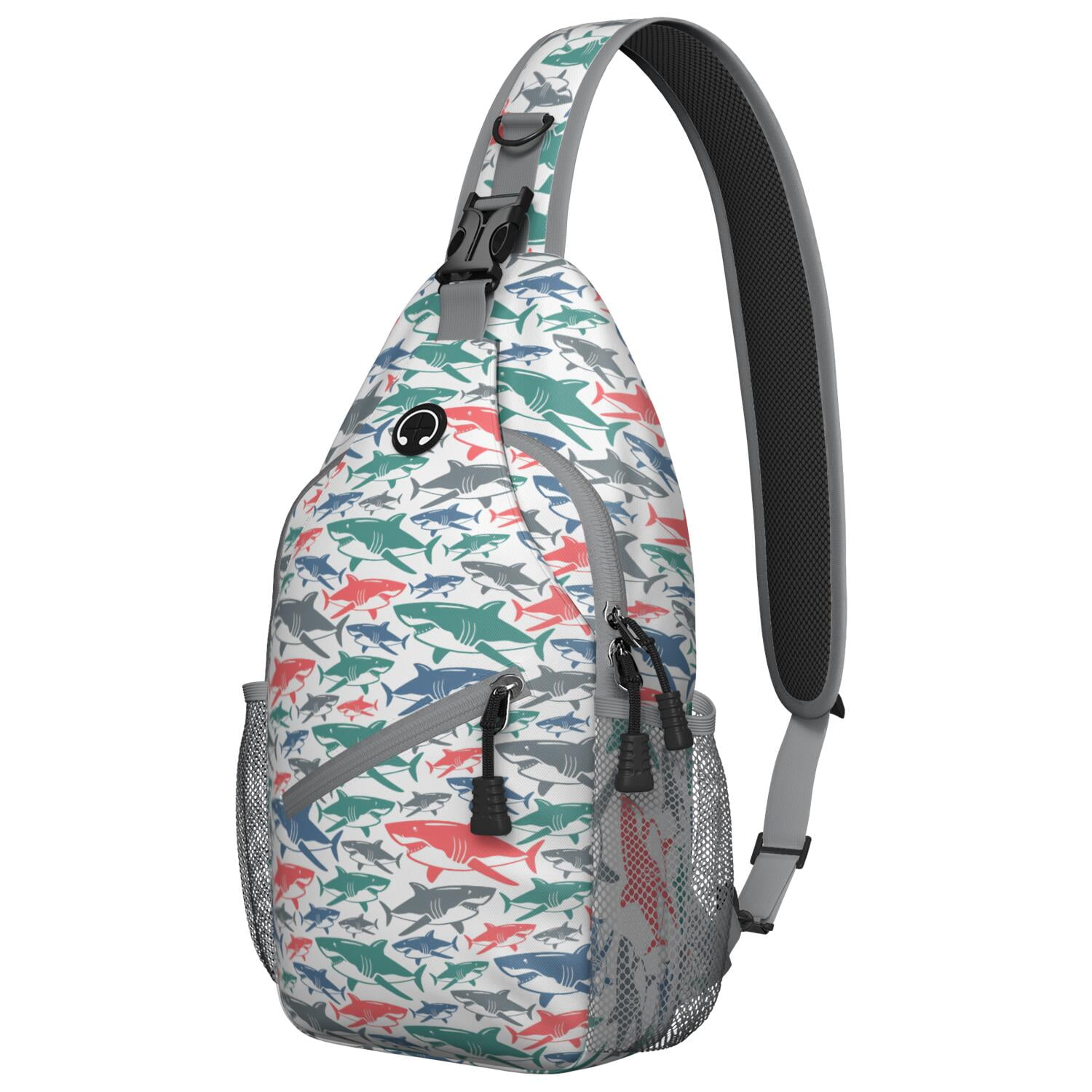 Shark Sling Bag for Men & Women - Watercolor Shark Art Crossbody Bag with Anti-Theft Design - Durable & Spacious for Hiking, Biking, Travel
