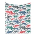 thumbnail image 1 of Shark Soft Flannel Fleece Throw Blanket, Colorful Underwater Fish Pattern Masters Survival Predators Dangerous Nature, Cozy Plush for Indoor and Outdoor Use, 50" x 60", Multicolor, by Ambesonne, 1 of 6