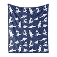 thumbnail image 1 of Shark Soft Flannel Fleece Throw Blanket, Fish Pattern Various Gestures Have a Bite Danger Humor Nautical Design, Cozy Plush for Indoor and Outdoor Use, 50" x 70", Violet Blue White, by Ambesonne, 1 of 6