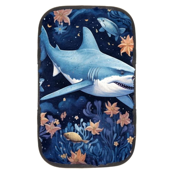 Shark Soft Furry Printed Car Armrest Cover 12.5x8.2 Inch Comfortable Armrest Pad