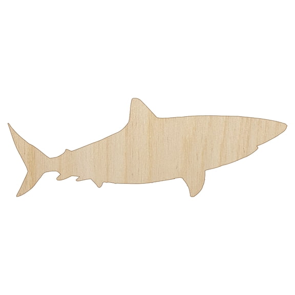 Shark Solid Wood Shape Unfinished Piece Cutout Craft DIY Projects - 6.25 Inch Size - 1/4 Inch Thick