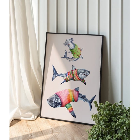 Shark Species Infographic Educational Wall Art Poster 24x36 UNFRAMED