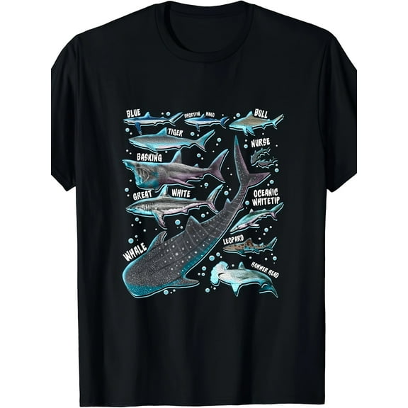 Shark Species Shark Gifts Shark Faces Tee Marine Biology T-Shirt