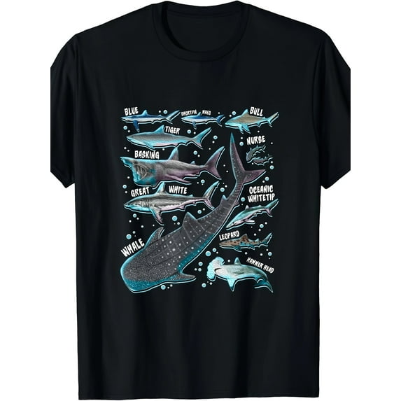 Shark Species Shark Gifts Shark Faces Tee Marine Biology T-Shirt