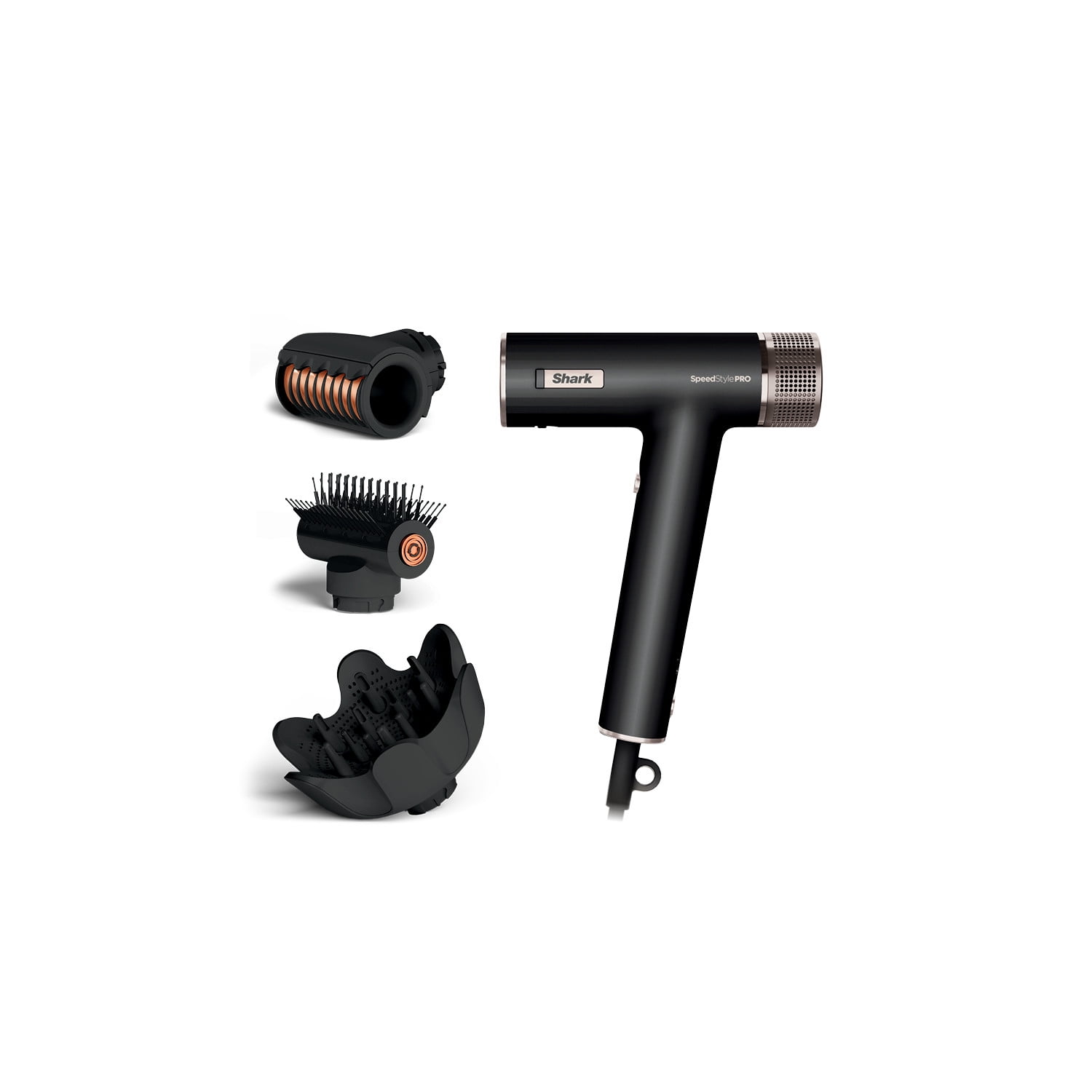 Shark SpeedStyle Pro Hair Dryer System with Scalp Shield and IQ Speed Styling & Drying Suite, Black, for Curly and Coily Hair, Black HD732