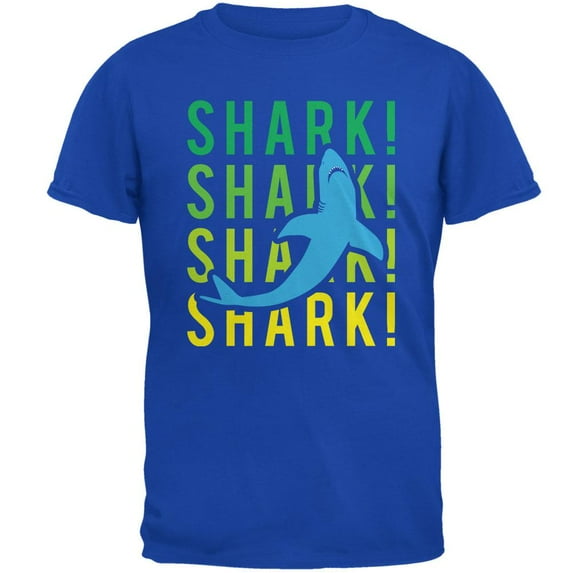 Shark Stacked Repeat Mens T Shirt Royal LG