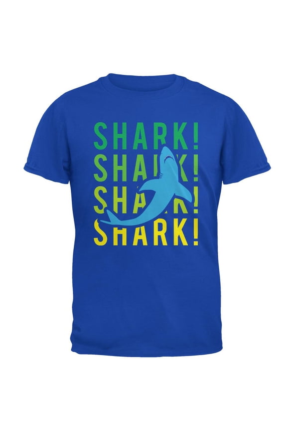 Shark Stacked Repeat Mens T Shirt Royal SM