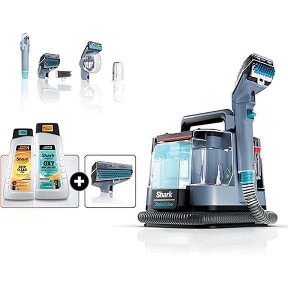Shark PX202BRN StainStriker Portable Spot, Stain, & Odor Eliminator for Carpets, Area Rugs, Upholstery, Cars, with Bonus Accessories and Cleaning Solutions, Perfect for Pets, Nordic Blue