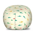 thumbnail image 1 of Shark Storage Toy Bag Chair, Pattern with Colorful Cartoon Silhouettes of Marine Wildlife Creatures, Stuffed Animal Organizer Washable Bag, Large Size, Multicolor, by Ambesonne, 1 of 3