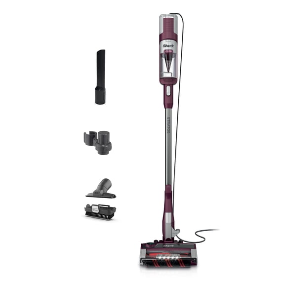 Shark Stratos Corded Stick Vacuum, Carpet and Hardfloors, Pet Friendly, DuoClean PowerFins HairPro, Odor Technology, Removable Handheld, HZ3000 Red