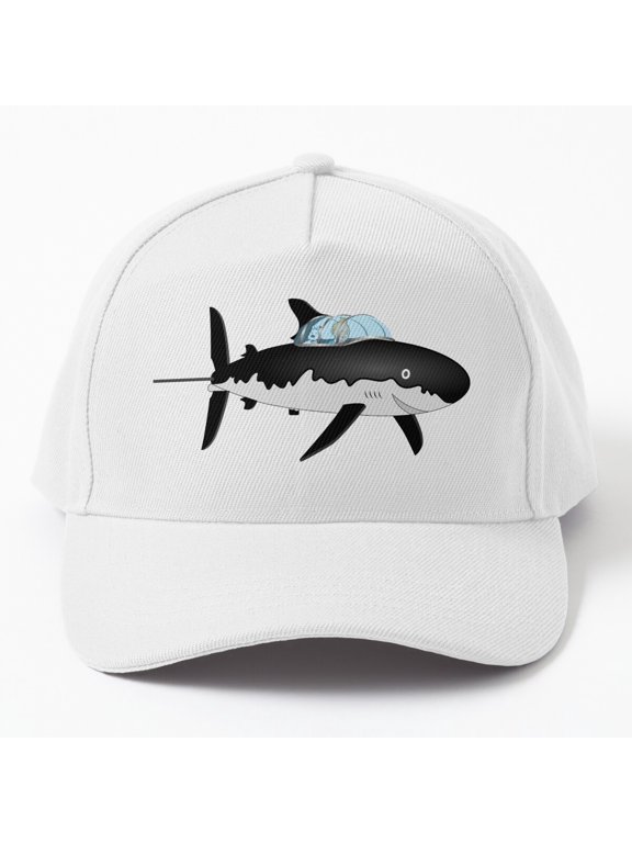 Shark Submarine Day Baseball Hat, Ocean Adventure Graphic Design, Classic Cap