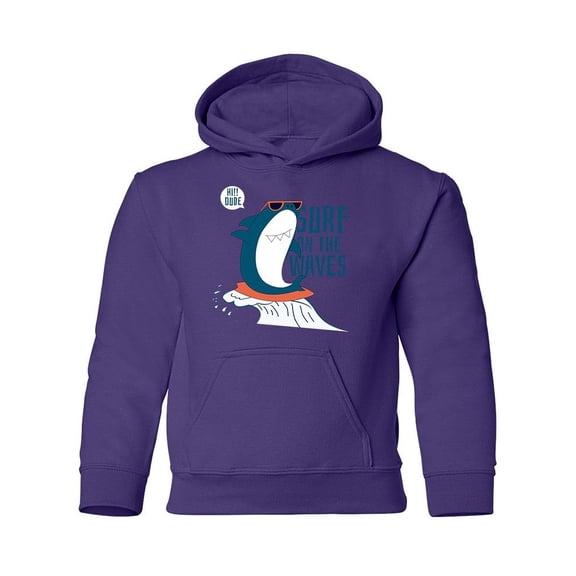 Shark Surfing The Waves Hoodie Juniors -Image by Shutterstock,  x-Large