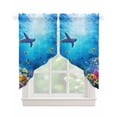 thumbnail image 1 of Shark Swag Valances for Windows, Blue Ocean Underwater Animal Coral Tropical Fish Rod Pocket Sheer Valances for Small Windows, Swag Toppers Light Filtering for Kitchen Living Room 2 Panels 36''x36'', 1 of 6