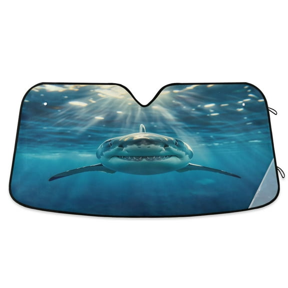Shark Swimming Underwater Car Windshield Sun Shade Foldable Car Front Window Visor Heat and UV Protection 55x27.6