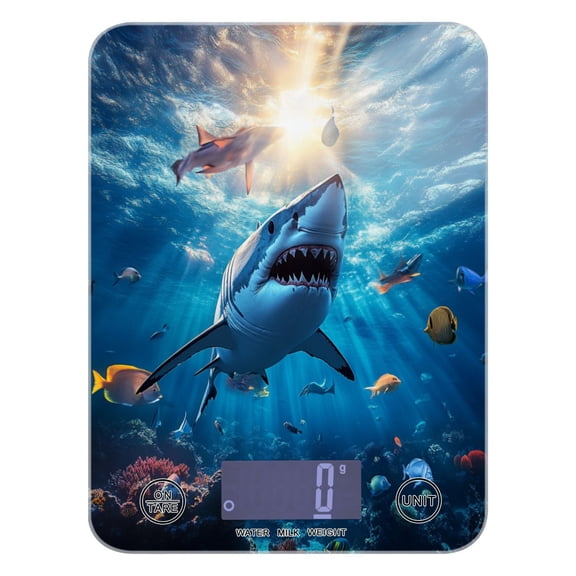 Shark Swimming in The Ocean Food Scale Digital Kitchen Scale Waterproof Grams Ounces lbs for For Baking and Cooking
