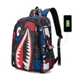 thumbnail image 1 of Shark Teens Backpacks Fashion Schoolbag Casual Waterproof Travel USB Laptop Backpack (Style 4), 1 of 14