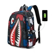 Shark Teens Backpacks Fashion Schoolbag Casual Waterproof Travel USB Laptop Backpack (Style 4)