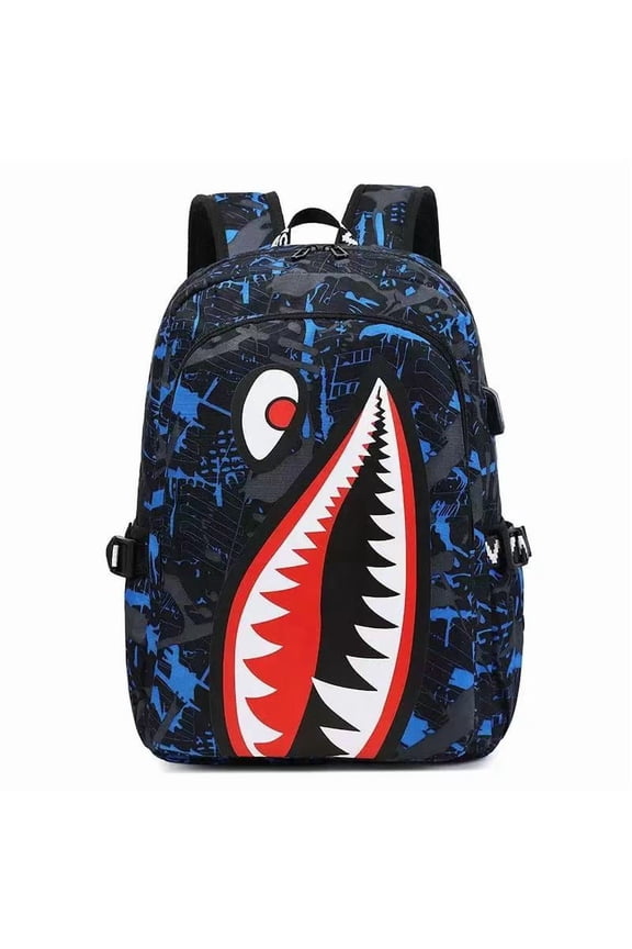 Shark Teens Backpacks Fashion Schoolbag Casual Waterproof Travel USB Laptop Backpack (Style 4)