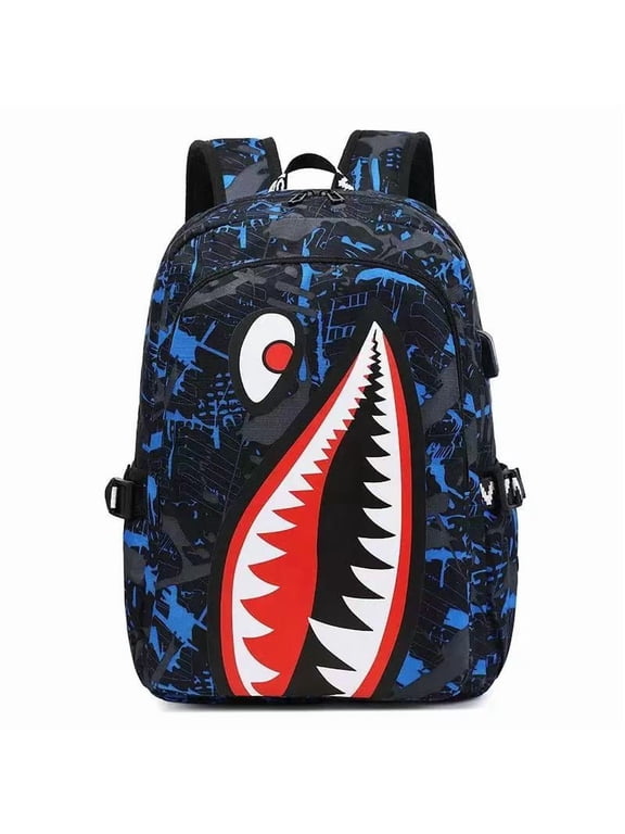 Shark Teens Backpacks Fashion Schoolbag Casual Waterproof Travel USB Laptop Backpack (Style 4)