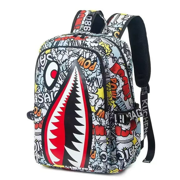 Shark Teens Backpacks Fashion Schoolbag Casual Waterproof Travel USB Laptop Backpack (Style 4)