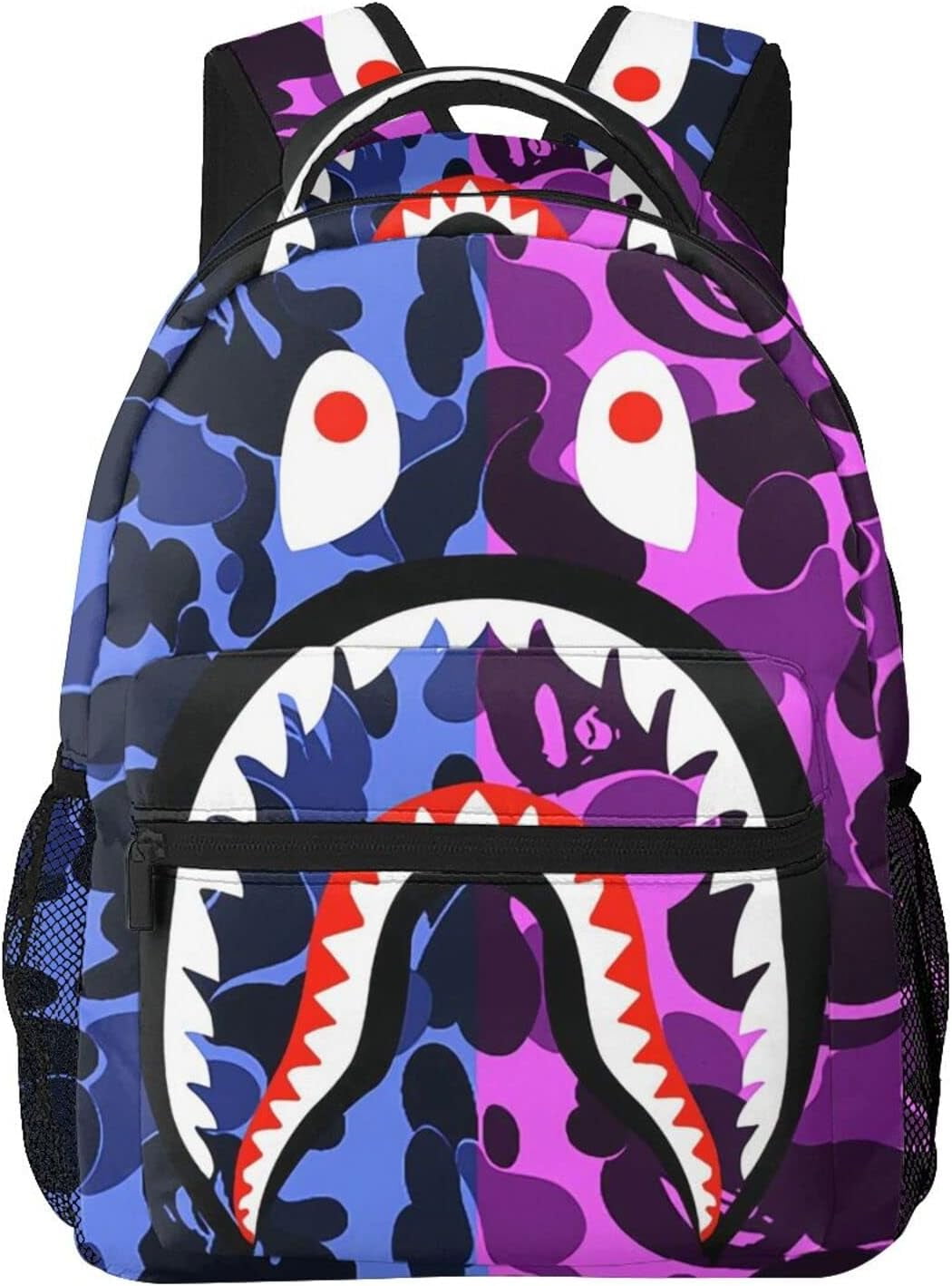 Shark Teeth Blue Pink Camo Backpacks Travel Laptop Daypack School Bags For Teens Men Women 7726