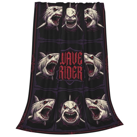 Shark Throw Blanket, Halloween Ocean Shark Theme, Soft Flannel Blanket Gift for Shark Lovers Adults, Couch Sofa Bed Home Decor 50x40