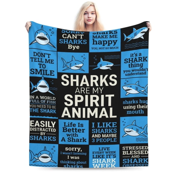 Shark Throw Blanket,Shark Gifts for Women/Men, Unique Shark Lovers Themed Blanket Accessories/Stuff, Cute Sharks Things Soft Throw 50x40