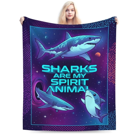 Shark Throw Blanket,Shark Gifts for Women/Men, Unique Shark Lovers Themed Blanket Accessories/Stuff, Cute Sharks Things Soft Throw 50x40
