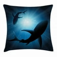 thumbnail image 1 of Shark Throw Pillow Cushion Cover, Silhouette of the Fishes Swimming at Twilight Night Moon Mystic Magical Sea Scenery, Decorative Square Accent Pillow Case, 16 X 16 Inches, Dark Blue, by Ambesonne, 1 of 2