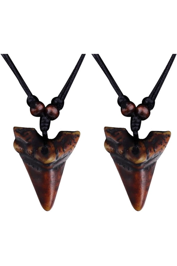 Shark Tooth Pendant Necklaces Shark Teeth Wax Rope Necklace Summer Beach Resin Tooth Shaped Pendant Surfer Leather Necklaces For Women Men[o792]
