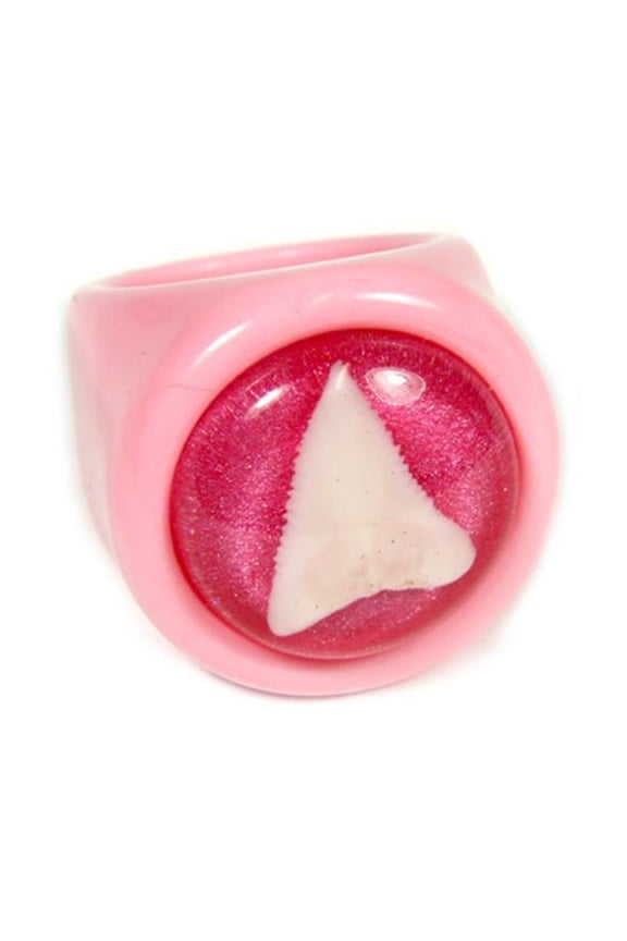 Shark Tooth Pink Ring with Pink Background - Size 6