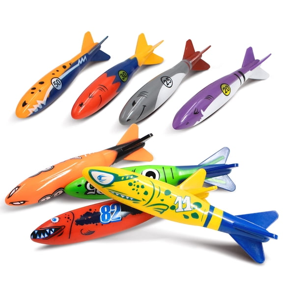 Shark Torpedo Diving Rockets 8 Pack Underwater Throwing Pool Game