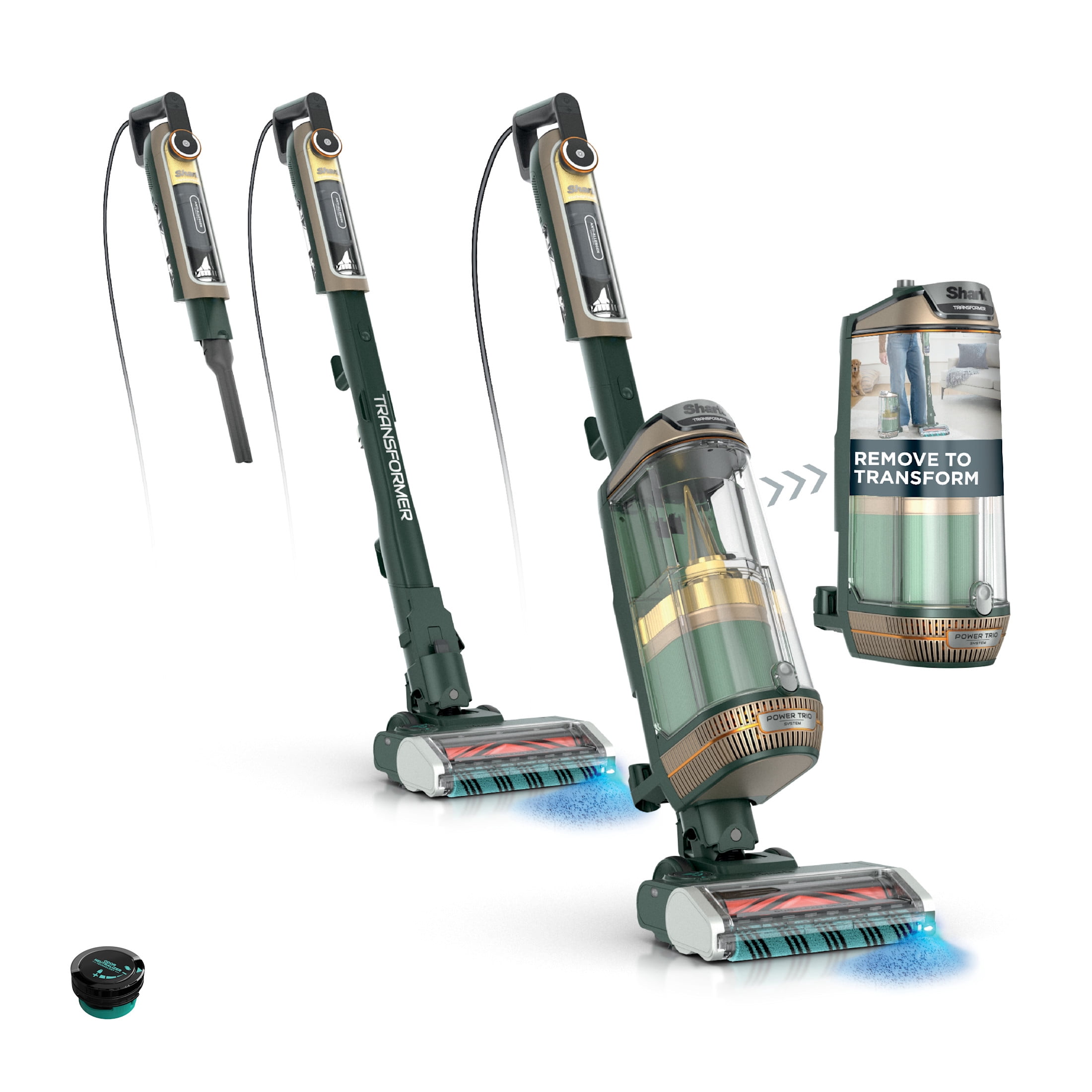 Shark PowerDetect Transformer PowerTrio System Upright Vacuum, Corded Stick Vacuum, Handheld Vacuum, with DuoClean Detect and Reveal, LX5000WM Dark Sage Green