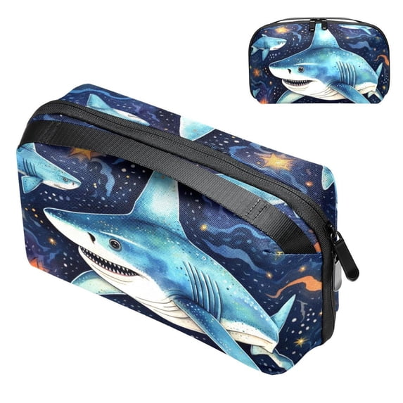 Shark Travel Organizer Waterproof Oxford Cloth Storage Pouch for Small Electronics, Hard Drive, and Cable Bag