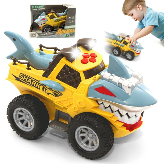 Shark Truck Toy, Car Toys for Boy 3-6 Years, Lights Up Toy Truck for Toddler 2 3 4 5 6 Years Old, Birthday Gift for Kids