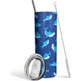 thumbnail image 1 of Shark Tumbler With Lid and Straw - Gifts for Lovers - Blue Cute Cup, Water Bottle, Coffee Mug, Skinny Tumbler - Thermal Insulated 20 Oz - Shark Stuff Decor, 1 of 6
