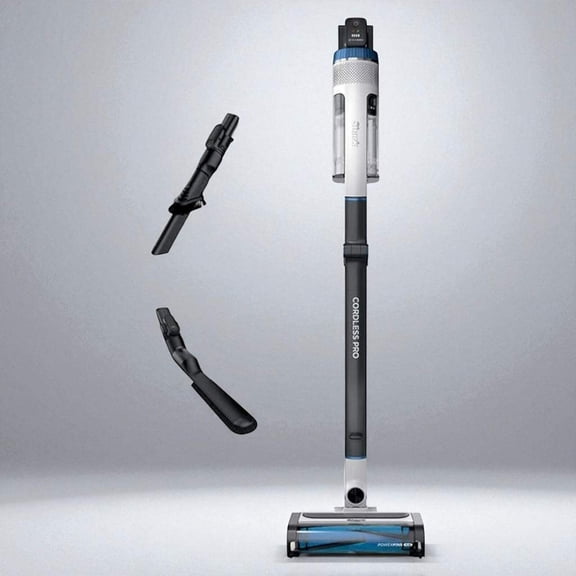 SHARK UZ565H Pro Cordless Vacuum w/ Clean Sense IQ & MultiFLEX Technology, PowerFins Plus Brushroll, Duster Crevice Tool & Anti-Allergen Dusting Brush, Up to 40 Minute Runtime, White/Blue