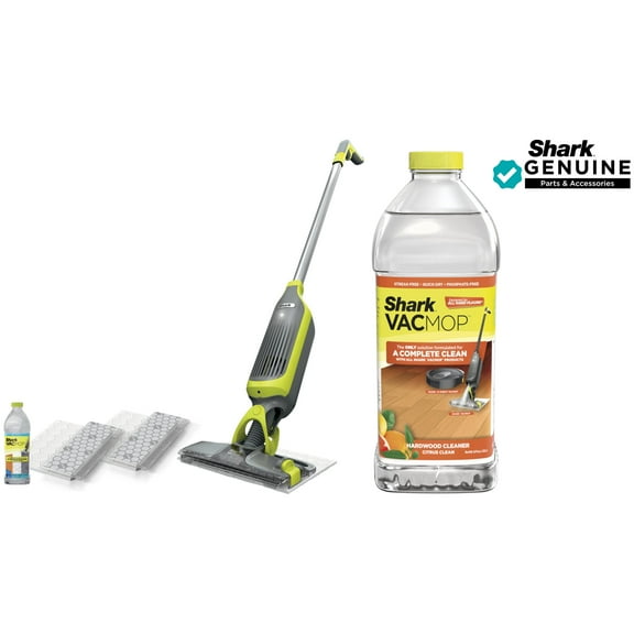 Shark VACMOP Cordless Hard Floor Vacuum Mop with (2)Disposable VACMOP Pads, VM200 &  Shark VACMOP Hardwood Floor Cleaner Refill 2L Bottle, Citrus Clean Scent, VCW60