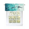thumbnail image 1 of Shark Valances for Windows, Rod Pocket Kitchen Valance Curtains - Soft & Washable Small Window Treatment for Living Room,&nbsp;Bathroom, Ocean Watercolor , 42x12 Inch, 1 Panel, 1 of 9